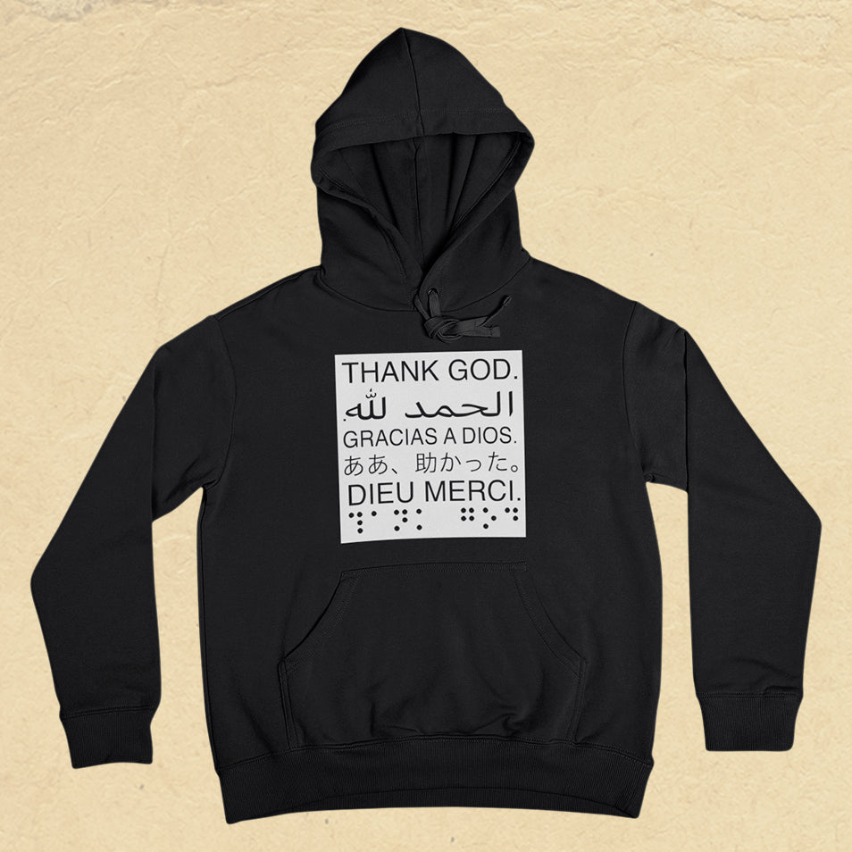 THANK GOD. Languages Hoodie - Black