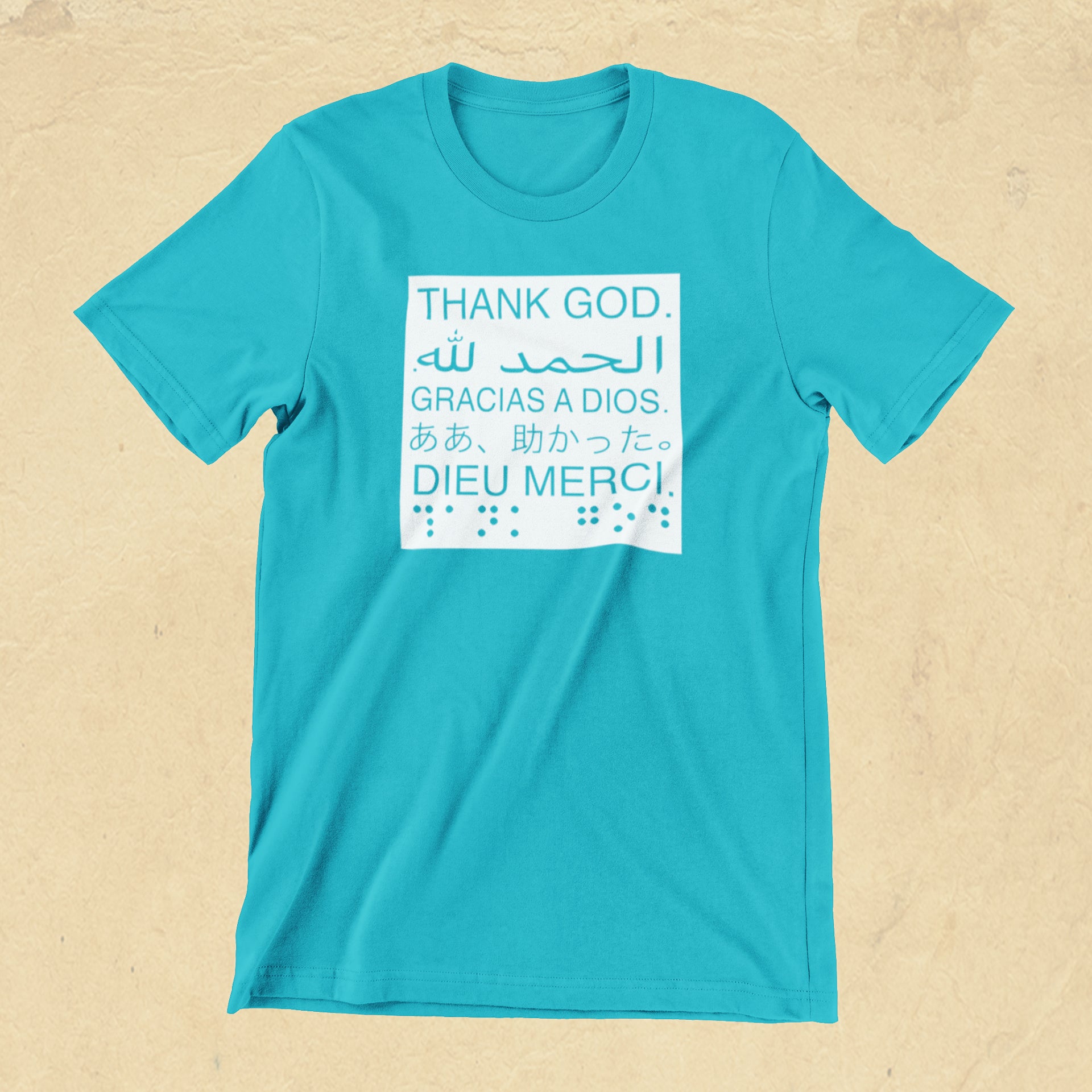 Thank God Languages T-Shirt - Icy Blue