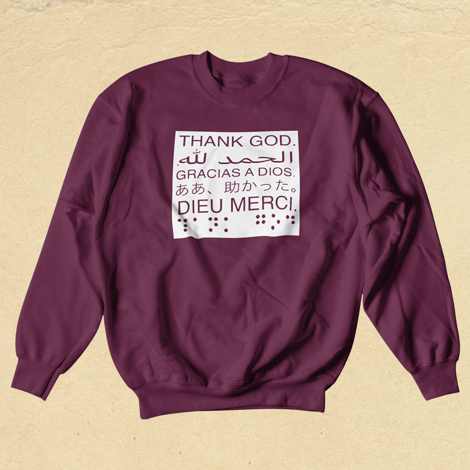 THANK GOD. Languages Sweater - Maroon