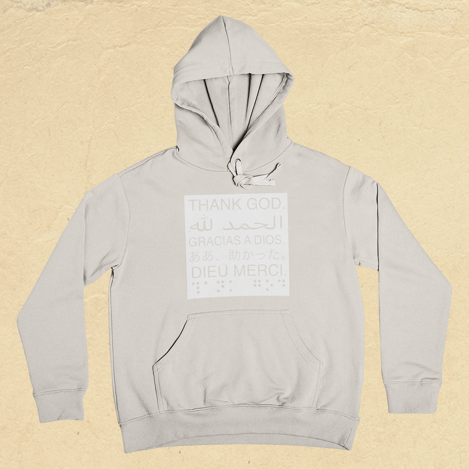 THANK GOD. Languages Hoodie - Sand