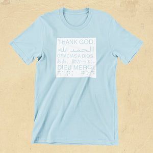 Thank God Languages T-Shirt - Sky Blue