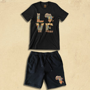 Love Africa Tee + Shorts Set - Black